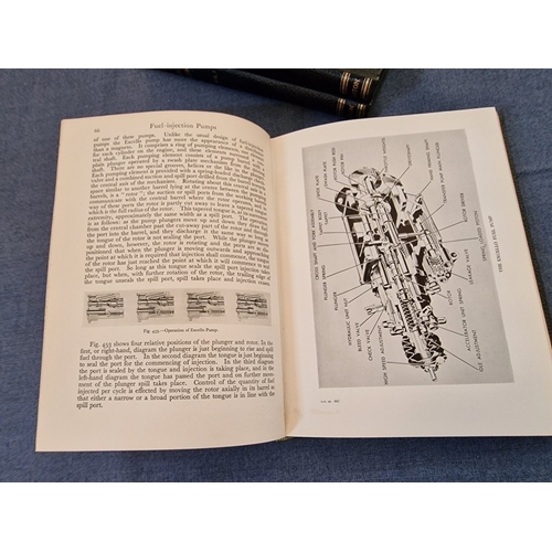 691E - 3 x Vintage Mid-Century Leather Bound Volumes of 'Modern High Speed Oil Engines', by C W Chapman, (3... 