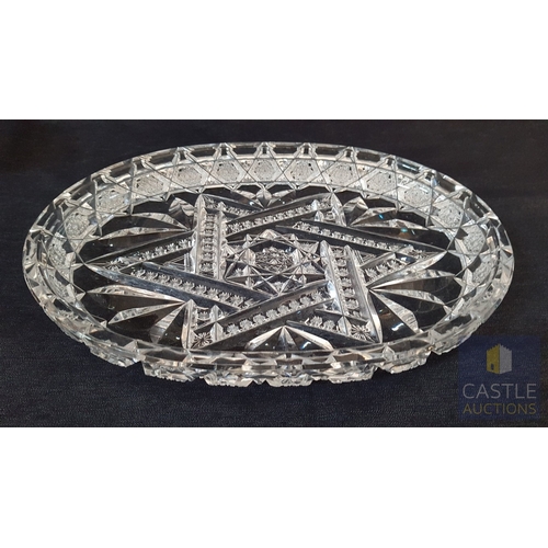 699F - Retro Bohemia Crystal Highly Ornate Oval Dish (Approx. 31cm x 22cm x 4cm), Together Matching Round A... 