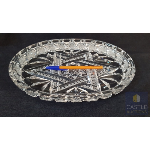 699F - Retro Bohemia Crystal Highly Ornate Oval Dish (Approx. 31cm x 22cm x 4cm), Together Matching Round A... 