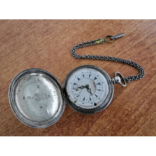 701F - Antique 'Billodes' Silver Cased Full Hunter Pocket Watch, Face Marked 'K. Serkisoff & Co, Constantin... 