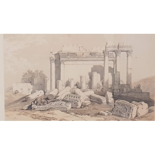 705F - Framed Print 'The Temple of Jupiter at Baalbec' (Shows Ruins of Ancient Roman Temple of Jupiter in B... 