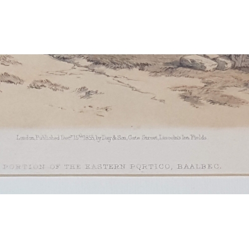 705F - Framed Print 'The Temple of Jupiter at Baalbec' (Shows Ruins of Ancient Roman Temple of Jupiter in B... 