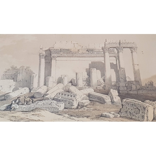 705F - Framed Print 'The Temple of Jupiter at Baalbec' (Shows Ruins of Ancient Roman Temple of Jupiter in B... 