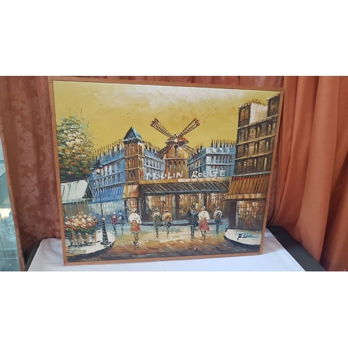 707F - Reproductions of Famous Burnett Paintings 'Moulin Rouge' and 'Paris Street Scene', Painted by Contem... 