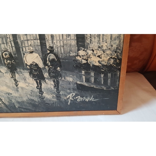 707F - Reproductions of Famous Burnett Paintings 'Moulin Rouge' and 'Paris Street Scene', Painted by Contem... 