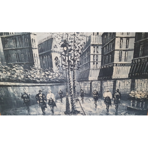 707F - Reproductions of Famous Burnett Paintings 'Moulin Rouge' and 'Paris Street Scene', Painted by Contem... 