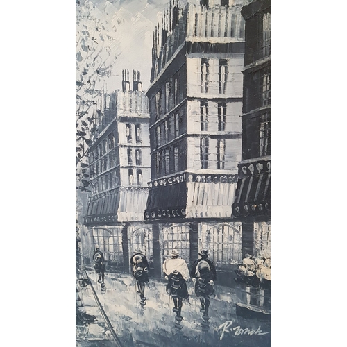 707F - Reproductions of Famous Burnett Paintings 'Moulin Rouge' and 'Paris Street Scene', Painted by Contem... 