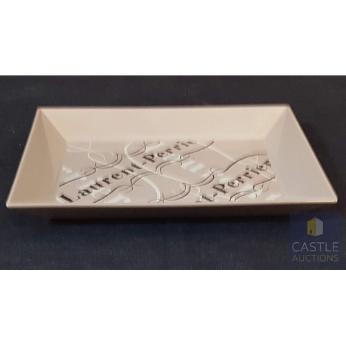 708F - Laurent Perrier Ceramic Trinket Dish/Ashtray (Approx. 15.5cm x 21cm).