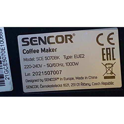 710F - SENCOR Coffee Maker, Model: SCE 5070BK (Untested), Together Stainless Steel and Glass French Press C... 