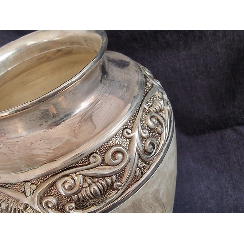 712F - Impressive White Metal Baluster Vase with Two Decorative Bands, Silver Plated Twin Handle Tray and D... 