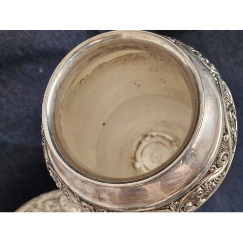 712F - Impressive White Metal Baluster Vase with Two Decorative Bands, Silver Plated Twin Handle Tray and D... 