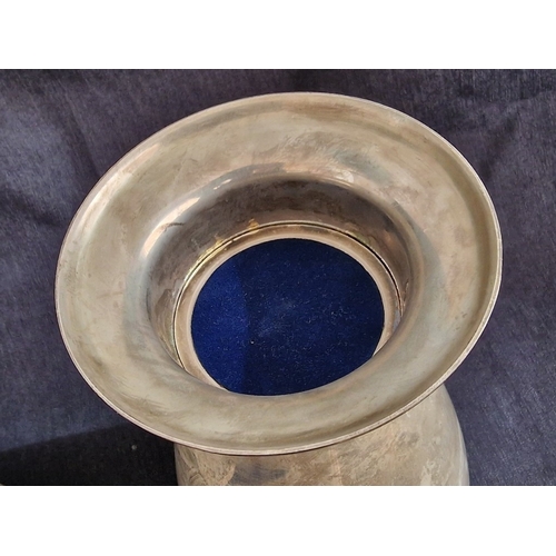 712F - Impressive White Metal Baluster Vase with Two Decorative Bands, Silver Plated Twin Handle Tray and D... 