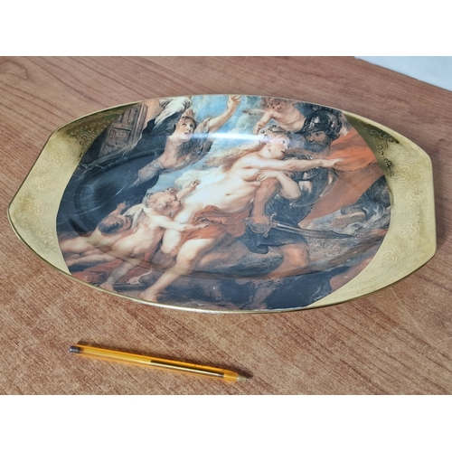 713F - Limoges 'Elegant Design' Porcelain Plate with 'The Consequence of War' Scene and 22ct Gold Surround ... 