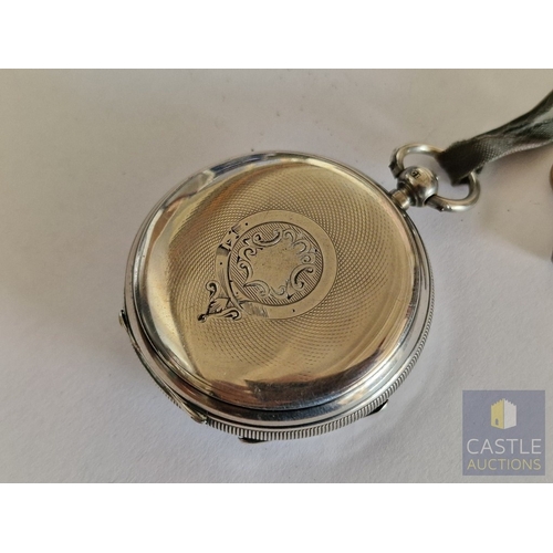 721F - Antique Sterling Silver Pocket Watch, Key Wound Movement * Running When Lotted *, with White Face & ... 