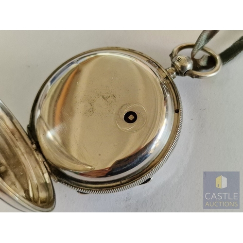 721F - Antique Sterling Silver Pocket Watch, Key Wound Movement * Running When Lotted *, with White Face & ... 