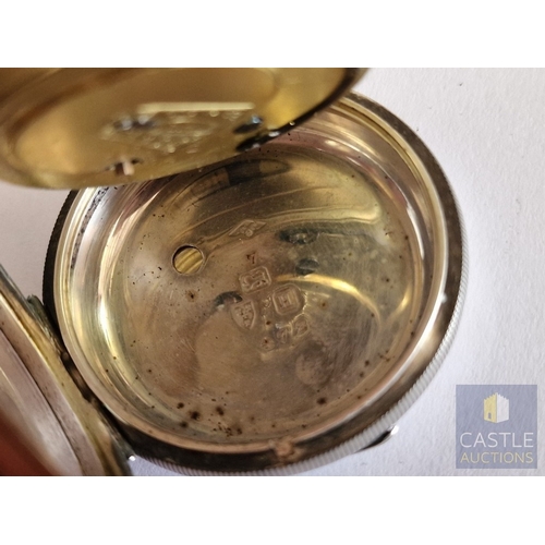 721F - Antique Sterling Silver Pocket Watch, Key Wound Movement * Running When Lotted *, with White Face & ... 