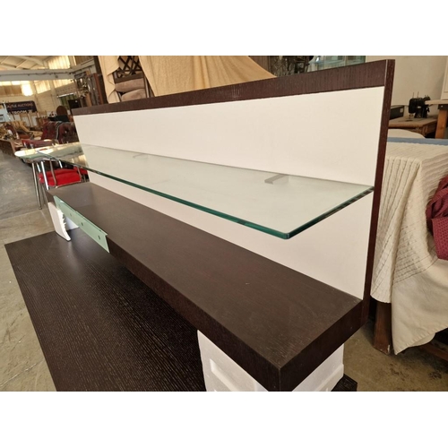 726F - Modern Wenge Colour Wood Effect TV / Lounge Unit with 2 x Large Drawers Over Chrome Base / Legs, wit... 