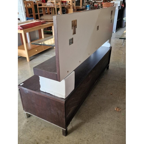 726F - Modern Wenge Colour Wood Effect TV / Lounge Unit with 2 x Large Drawers Over Chrome Base / Legs, wit... 