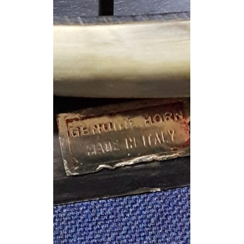 731F - Vintage  Hand Carved Folk  Art Made from Natural Horn (Cow or Bull); Double Candle Holder, Bird Scul... 