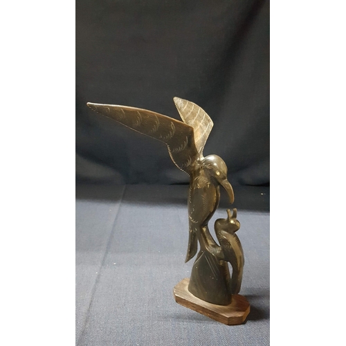 731F - Vintage  Hand Carved Folk  Art Made from Natural Horn (Cow or Bull); Double Candle Holder, Bird Scul... 