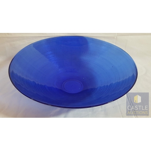 738F - Assorted Kitchen Miscellaneous; Royal Blue Glass Jumbo Size  Bowl (Approx. Ø: 40cm H: 11cm) and Bott... 