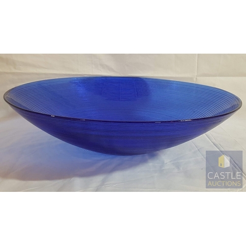 738F - Assorted Kitchen Miscellaneous; Royal Blue Glass Jumbo Size  Bowl (Approx. Ø: 40cm H: 11cm) and Bott... 