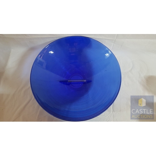738F - Assorted Kitchen Miscellaneous; Royal Blue Glass Jumbo Size  Bowl (Approx. Ø: 40cm H: 11cm) and Bott... 
