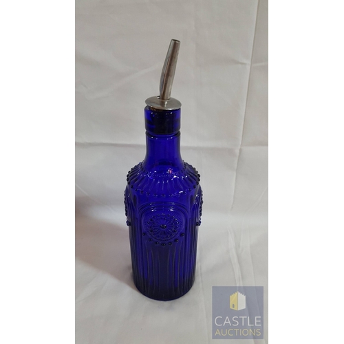 738F - Assorted Kitchen Miscellaneous; Royal Blue Glass Jumbo Size  Bowl (Approx. Ø: 40cm H: 11cm) and Bott... 