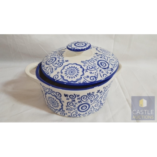 738F - Assorted Kitchen Miscellaneous; Royal Blue Glass Jumbo Size  Bowl (Approx. Ø: 40cm H: 11cm) and Bott... 