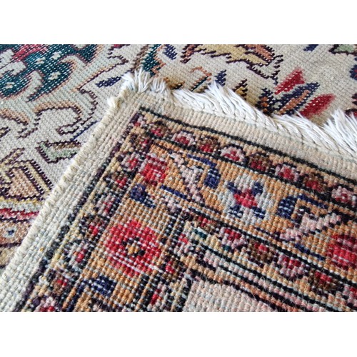 746F - Antique Hand Woven Persian Tabriz Carpet with Central Medallion, Floral Decoration and Green & Beige... 