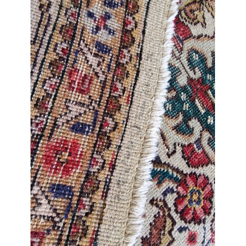 746F - Antique Hand Woven Persian Tabriz Carpet with Central Medallion, Floral Decoration and Green & Beige... 
