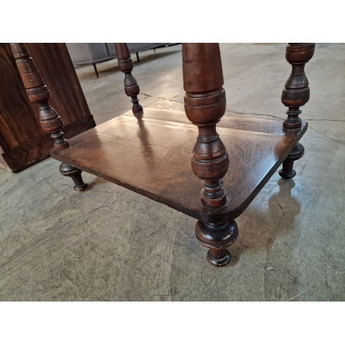 748F - Antique / Victorian Burr Walnut 3-Tier Whatnot with Turned Supports and Pierced Fretwork Gallery, (A... 