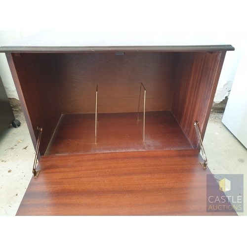 326 - Dark Wood Record & Cassette Storage Unit With Drop Down Front Panel & Lower Drawer.
Size 66 x 63 x 4... 