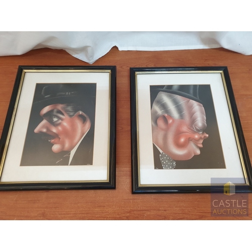 342 - 2 x Framed Caricature Pictures Of The Right Hon Winston Churchill And The Right Hon Anthony Eden, (A... 