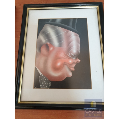 342 - 2 x Framed Caricature Pictures Of The Right Hon Winston Churchill And The Right Hon Anthony Eden, (A... 