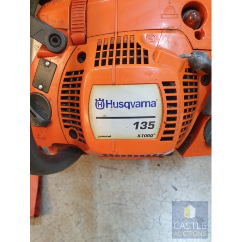343 - Husqvarna Petrol Chainsaw With Spare Chain, Chainsaw Bar, Chainsaw Oil, 2 Stroke Oil & Petrol Contai... 