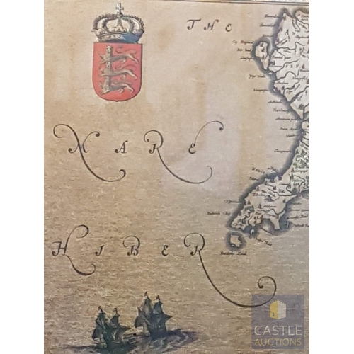 319 - Antique- Style Map Depicting Wales (Labeled as 'Wallia'), Reproduction, Framed (Approx. 54cm x 44cm)