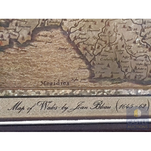 319 - Antique- Style Map Depicting Wales (Labeled as 'Wallia'), Reproduction, Framed (Approx. 54cm x 44cm)
