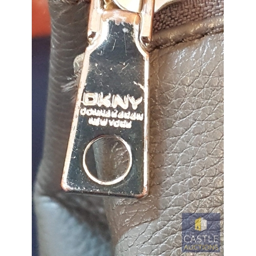 325 - DKNY Leather Tote Handbag, Shoulder Bag Logo (Gold Tone Hardware) in Olive-Colored, (A/F)