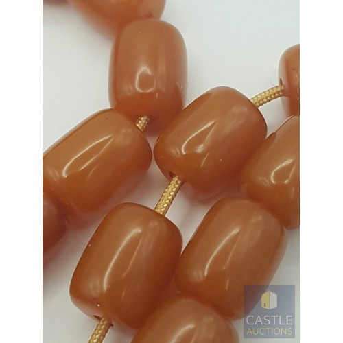 23 - Traditional 'Komboloi', Mediterranean 'Worry Beads', Orange Amber Barrel-Shaped Beads and Silver Det... 