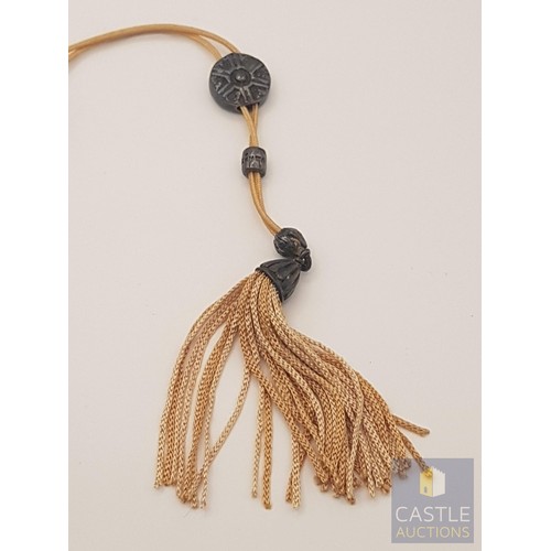 23 - Traditional 'Komboloi', Mediterranean 'Worry Beads', Orange Amber Barrel-Shaped Beads and Silver Det... 