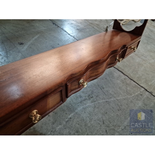 10 - Decorative Wall Hanging Wooden 3-Tier Display Shelves with Shaped Fronts, 3 x Lower Drawers and Carv... 