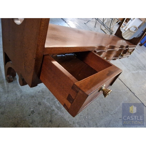 10 - Decorative Wall Hanging Wooden 3-Tier Display Shelves with Shaped Fronts, 3 x Lower Drawers and Carv... 