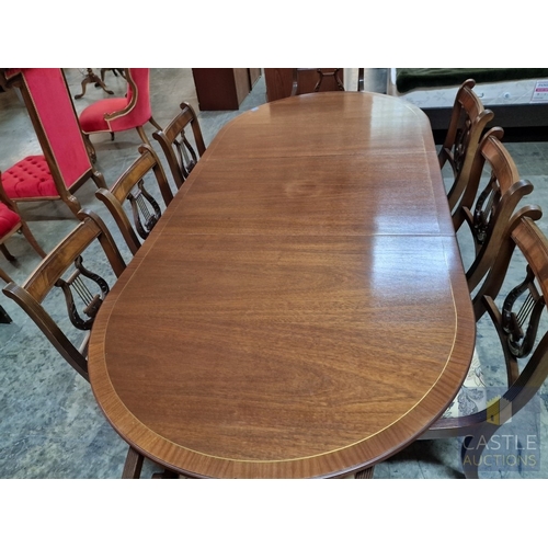 106 - Antique Style Mahogany Oval Extending Dining Table with Twin Pedestal Base, Together with Set of 8 x... 