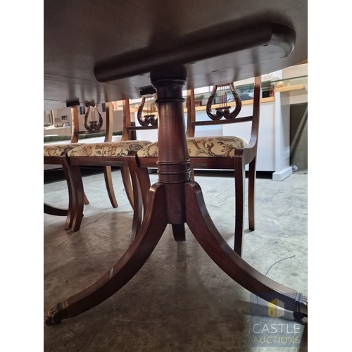 106 - Antique Style Mahogany Oval Extending Dining Table with Twin Pedestal Base, Together with Set of 8 x... 