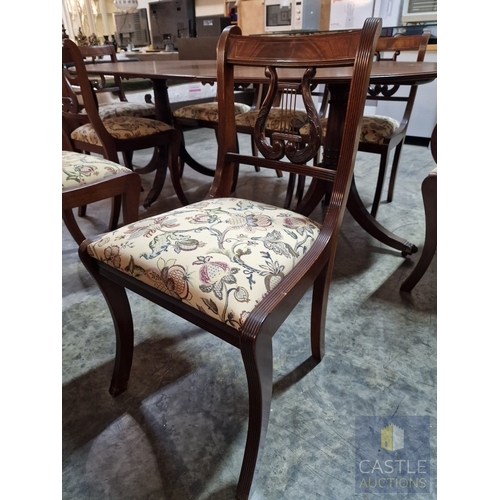 106 - Antique Style Mahogany Oval Extending Dining Table with Twin Pedestal Base, Together with Set of 8 x... 