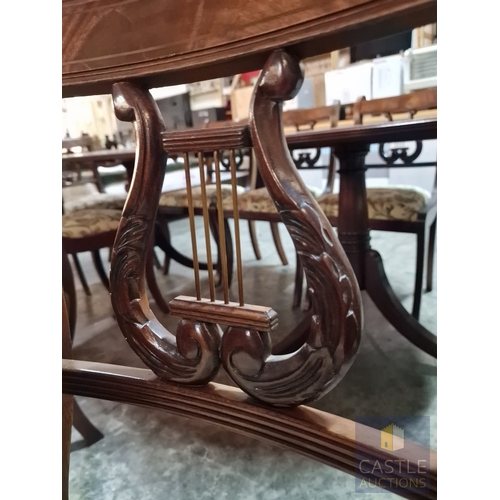 106 - Antique Style Mahogany Oval Extending Dining Table with Twin Pedestal Base, Together with Set of 8 x... 