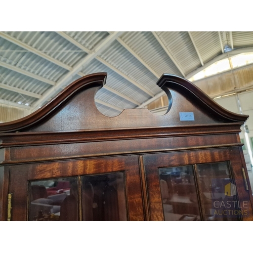 25 - Antique Style Wall Hanging Corner Display Cabinet with Multi-Pane Double Doors and Two Internal Shel... 