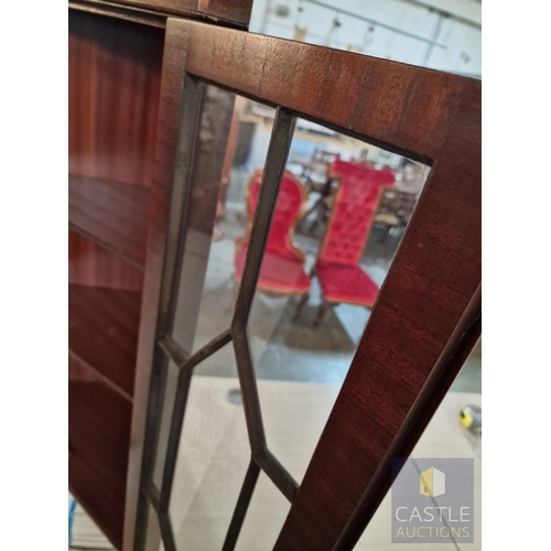 25 - Antique Style Wall Hanging Corner Display Cabinet with Multi-Pane Double Doors and Two Internal Shel... 