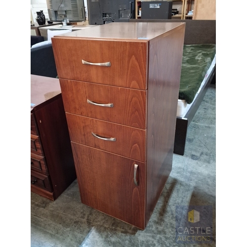 346 - Dark Wood Effect Cupboard & 3-Drawer Storage Unit, (Approx. 45 x 56 x 111cm)